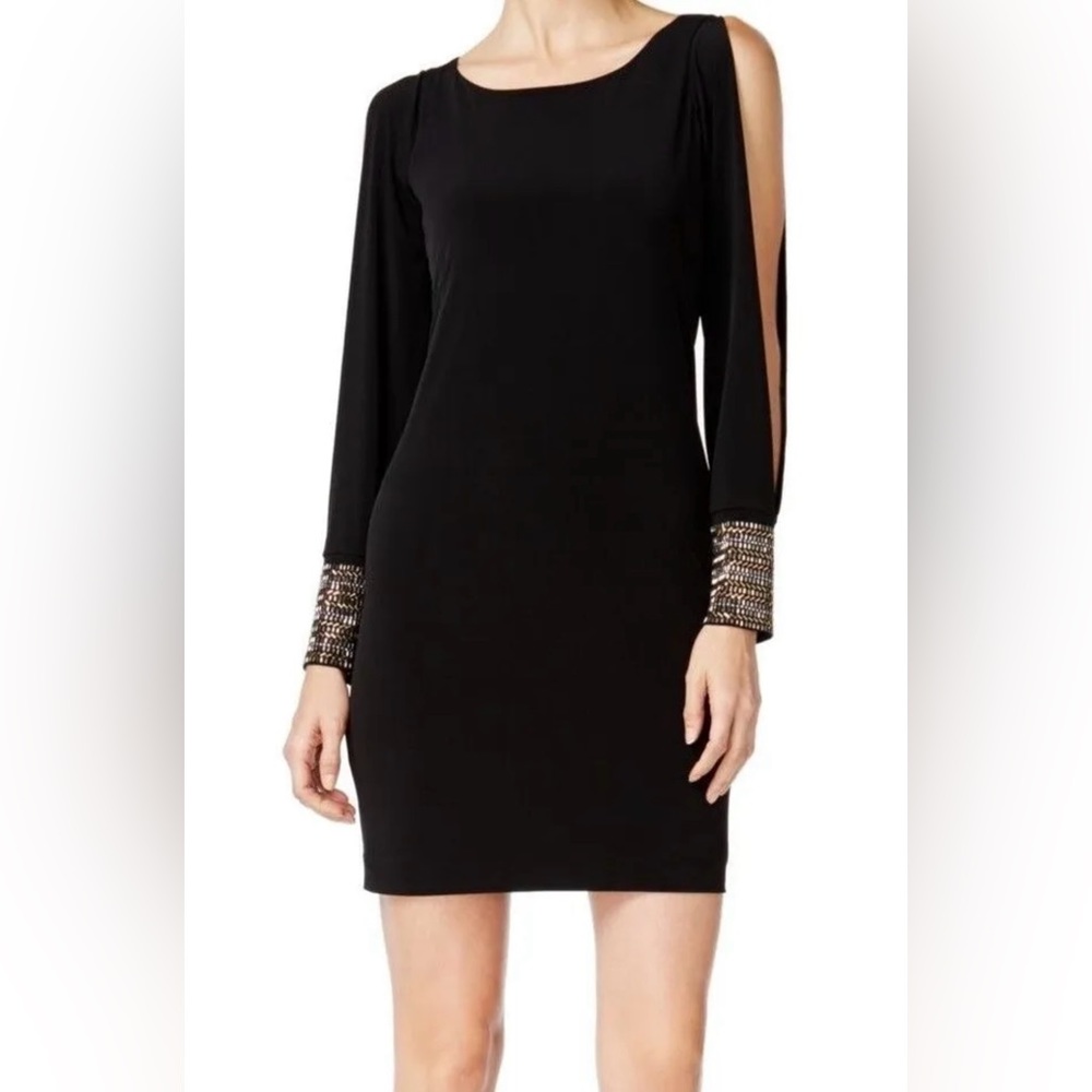 Calvin Klein Embellished cuff Split-Sleeve Sheath Dress